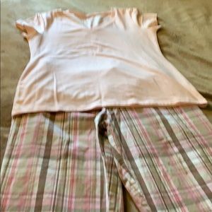 Plaid shorts and pink shirt